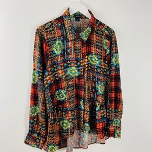 New Directions Boho Button Down Shirt